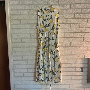Lemon Print Midi Dress